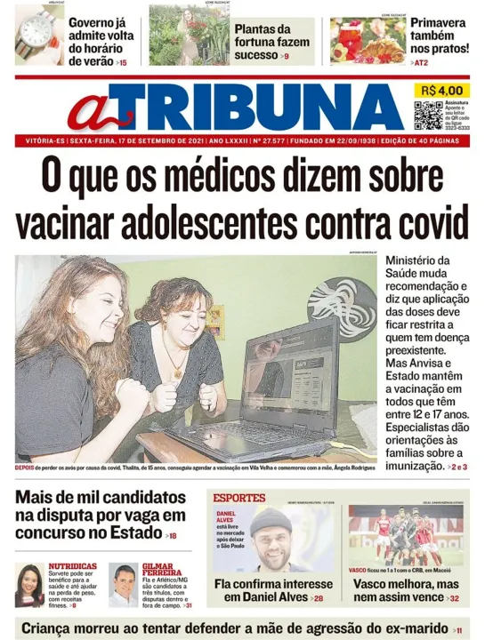 Imagem ilustrativa da imagem Clique aqui e veja os destaques do jornal A Tribuna desta sexta