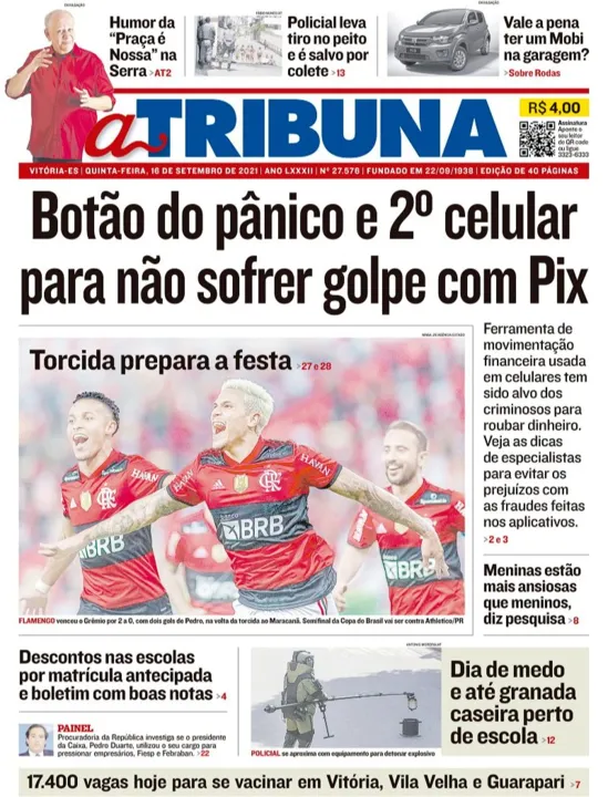 Imagem ilustrativa da imagem Clique aqui e veja os destaques do jornal A Tribuna desta quinta