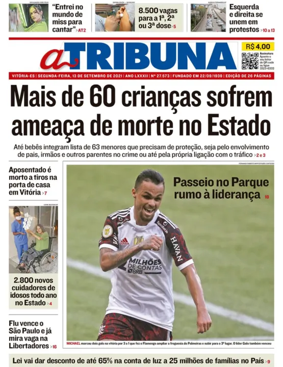 Imagem ilustrativa da imagem Clique aqui e veja os destaques do jornal A Tribuna desta segunda