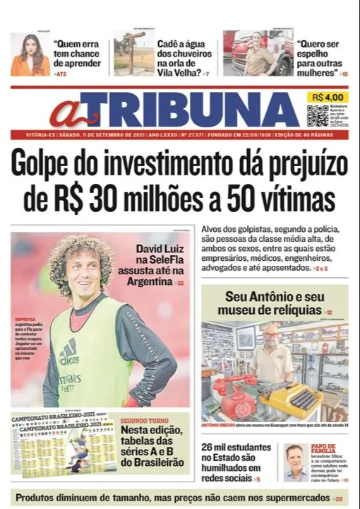 Imagem ilustrativa da imagem Confira os destaques de A Tribuna deste sábado