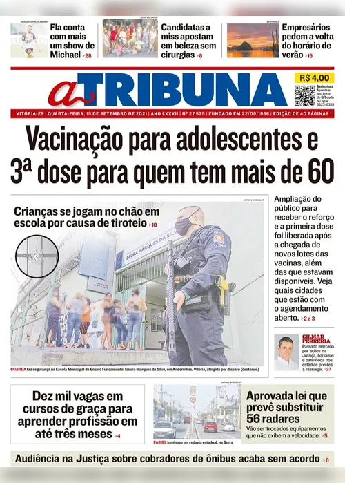 Imagem ilustrativa da imagem Clique aqui e veja os destaques do jornal A Tribuna desta quarta