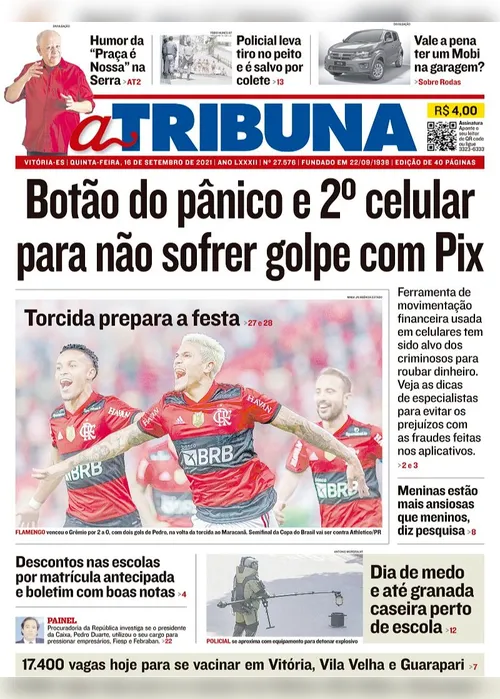 Imagem ilustrativa da imagem Clique aqui e veja os destaques do jornal A Tribuna desta quinta