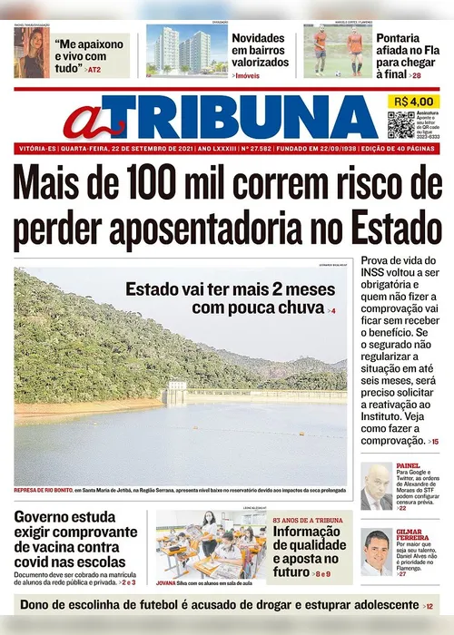 Imagem ilustrativa da imagem Clique aqui e veja os destaques do jornal A Tribuna desta quarta