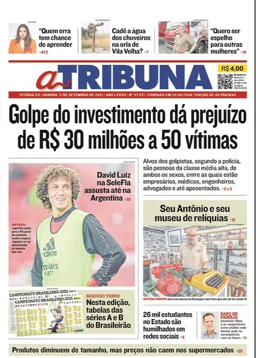 Imagem ilustrativa da imagem Confira os destaques de A Tribuna deste sábado