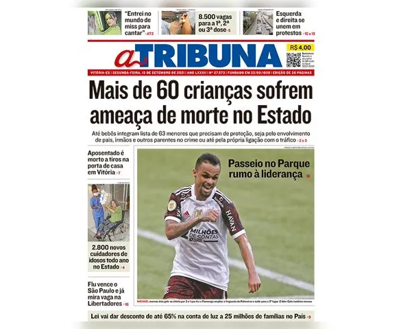 Imagem ilustrativa da imagem Clique aqui e veja os destaques do jornal A Tribuna desta segunda