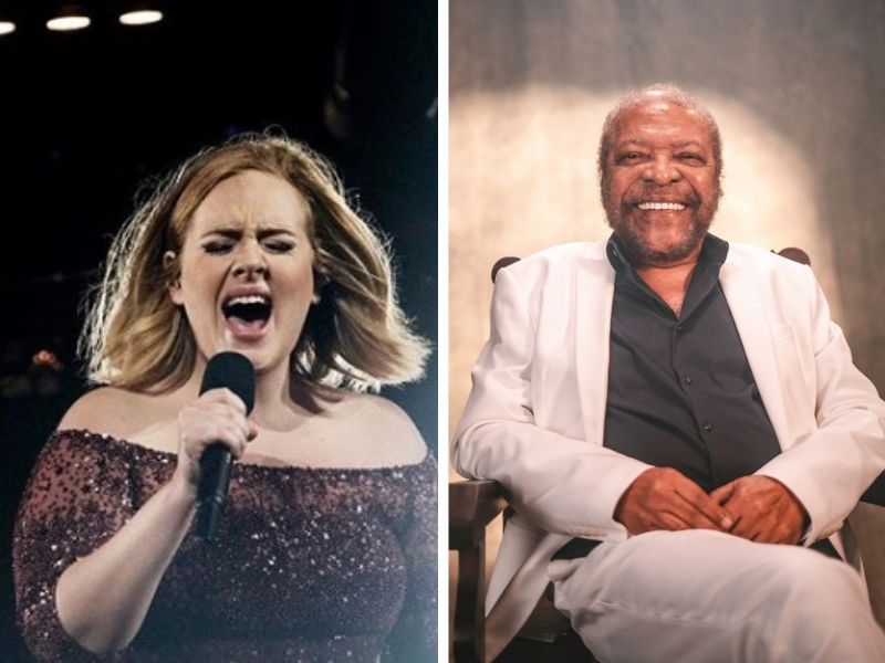 A cantora e compositora britânica Adele está sendo acusada de plagiar "Mulheres", interpretada pelo sambista Martinho da Vila (Foto: Reprodução/ @adele/ @martinhodavilaoficial)