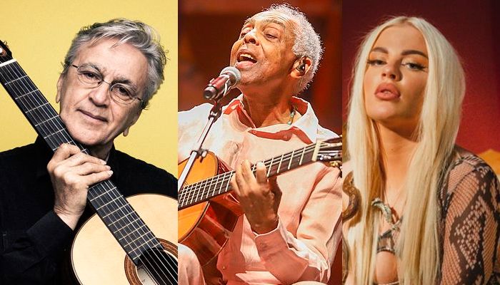 Caetano Veloso, Gilberto Gil e Luisa Sonza (Foto: Fernando Young/Divulgação, Ricardo Nunes/Vivo Rio e Felipe Gomes/Divulgação)