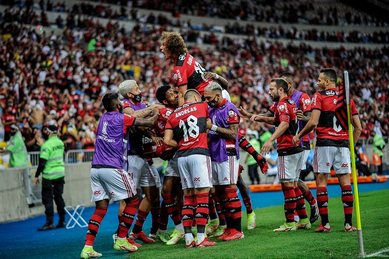 Flamengo faz 2 a 0 sobre o Barcelona (EQU) nas semifinais da Libertadores no Maracanã (Foto: Marcelo Cortes/CRF)