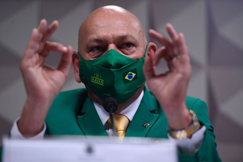 O empresário Luciano Hang prestou depoimento durante a CPI da Covid (Foto: Edilson Rodrigues/ Agência Senado)