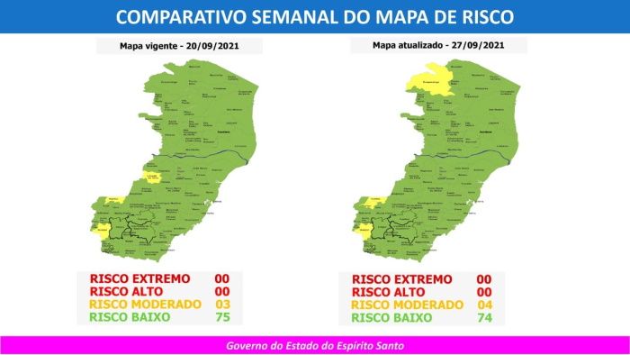 Comparação mapa de risco (Foto: Divulgação Governo do Estado)