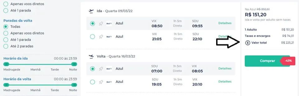 Imagem ilustrativa da imagem Companhia reduz preços e oferece passagens aéreas por apenas R$ 225 nos voos de Vitória