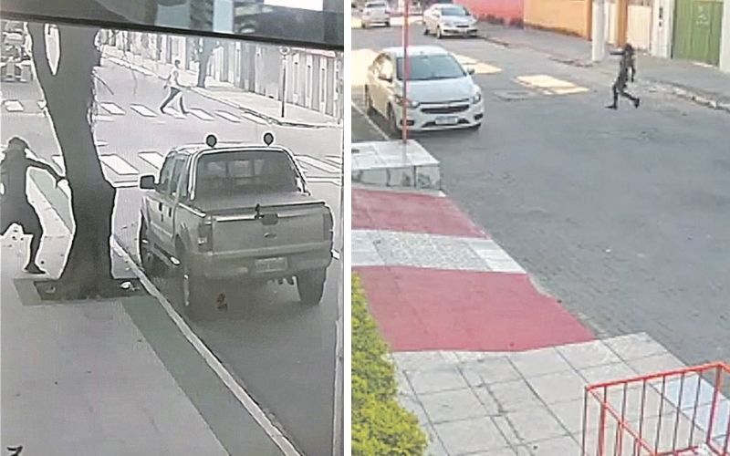 Câmeras filmaram os ataques do morador de rua (Foto: Reprodução/Câmera de videomonitoramento)
