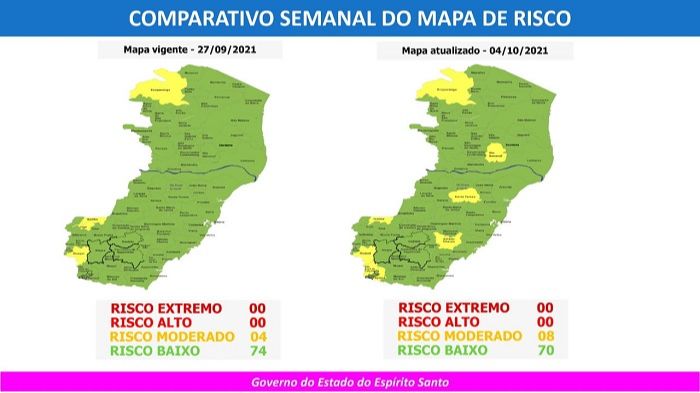 Comparação entre os mapas desta semana e da próxima (Foto: Divulgação governo do Estado)